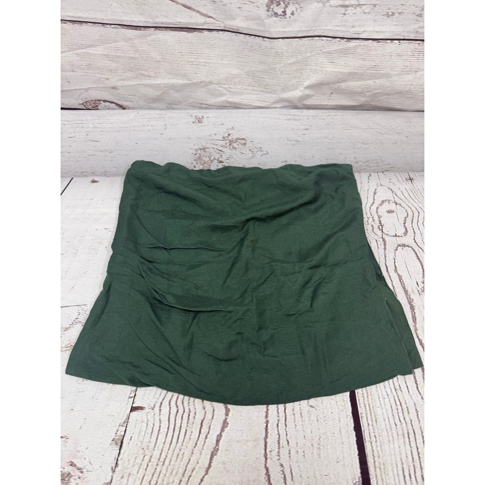 LOFT Womens Forest Green Linen Ruched Strapless Peplum Tube Top Size 12 NEW